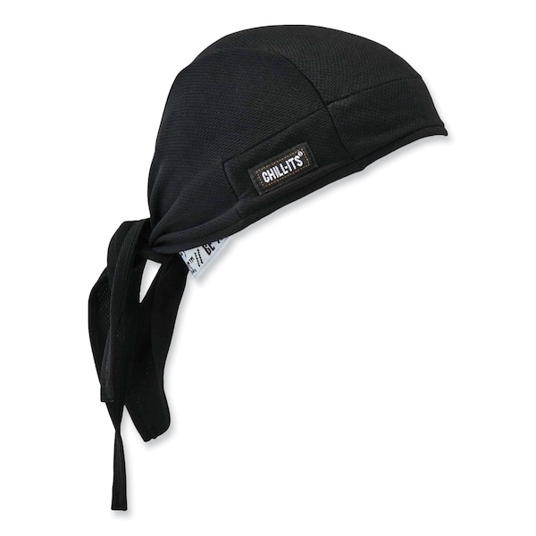 Ergodyne Chill-Its 6615 Bandana Doo Rag with Terry Cloth Sweatband, One Size Fits Most, Black 12487 - main