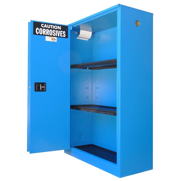Securall Acid/Corrosive Storage Cabinet, 45 Gallon, 2 Shelves, 43 in W x 65 in H x 18 in D, Blue C245 - main
