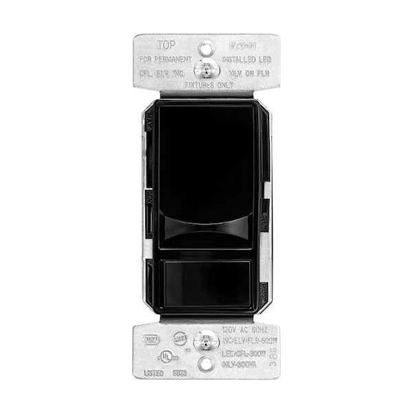 Eaton Wiring Devices Universal Slide Dimmer Switch - 300W LED/600W Halogen, Black with Preset SUL06P-BK-KB-L - main