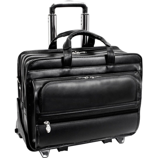 Mckleinusa 4T9996 15.6 in. Franklin Leather Patented Detachable Wheeled Laptop Briefcase 86445 - main