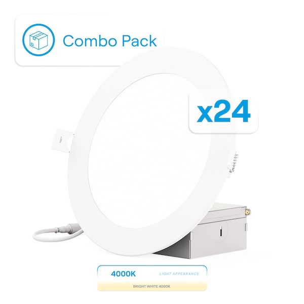 Infibrite 6 In 4000K Cool White 12W 1050LM LED Ceiling Light Kit, Dimmable, Wet Rated, 24PK IB-002-4-12W-WH-24PK - main