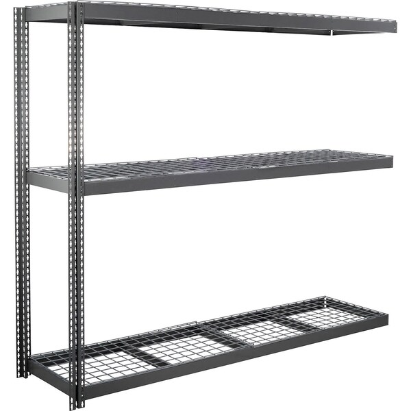 Global Industrial 3 Shelf, Heavy Duty Channel Boltless Shelving Add On, 96"Wx36"Dx60"H, Wire Deck B3152799 - main