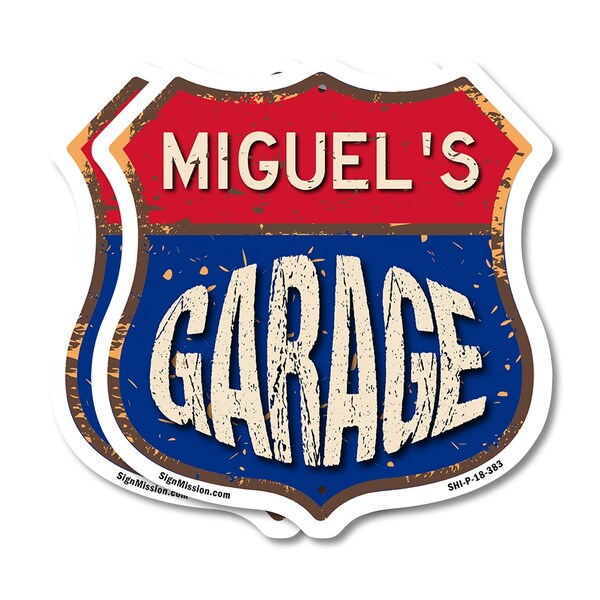 Signmission Miguel's Garage, 18 inch X 18 inch, Plastic Sign, 2PK SHI-P-2PACK-18-383-MIGUEL - main