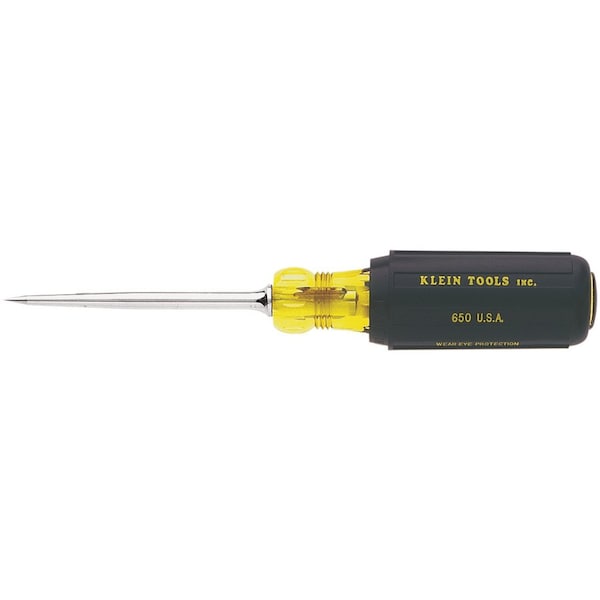 Klein Tools Cushion Grip Scratch Awl, Tip Size 3 1/2 in, Overall Length 7 7/8 in, Yellow/Black 650 - main