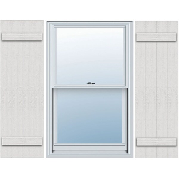 Ekena Millwork Timberthane Faux Rustic Four Board Joined Board-n-Batten Faux Wood Shutters, 21 1/2W x 42H, PR FBJ06S21X042RUF - main