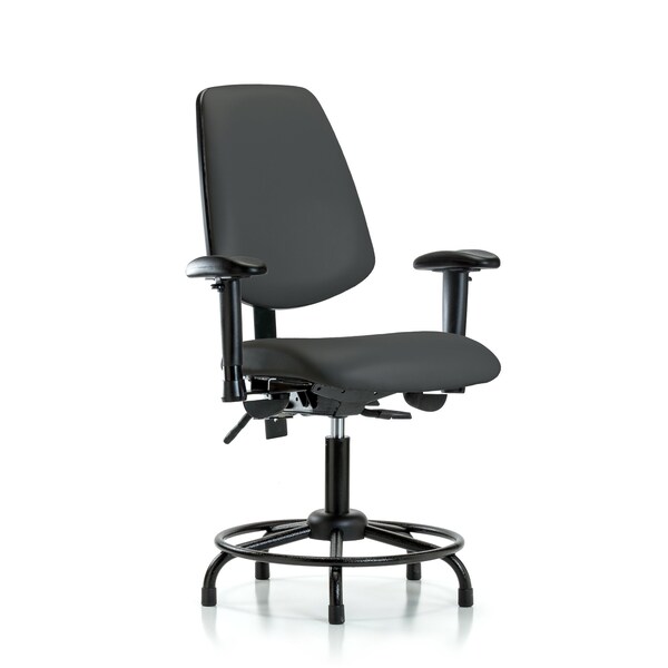 Blue Ridge Ergonomics Desk Chair Adjustable Arms, 18" to 23" Height, Vinyl, Charcoal BR-VDHCH-MB-RT-T0-A1-RG-8605 - main