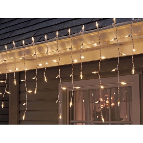 Sylvania Santas Forest LED Icicle Lights, White Cord, Clear, 150 ct 26518 - main