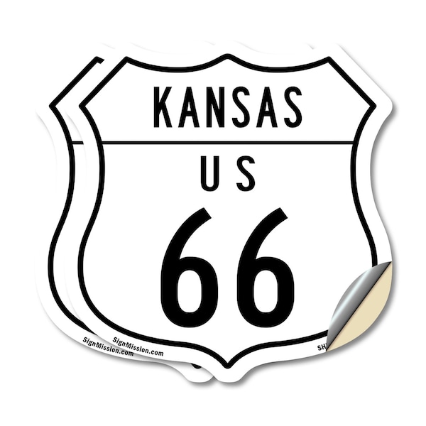 Signmission Kansas Route Marker Shield Sign Us 66, 18 inch X 18 inch, Vinyl Decal, 2PK SHI-D-2PACK-18-384 - main