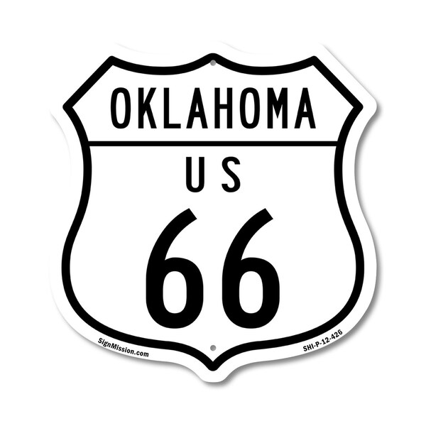 Signmission Oklahoma Route Marker Shield Sign Us 66, 12 Inch X 12 Inch, Plastic Sign SHI-P-12-426 - main