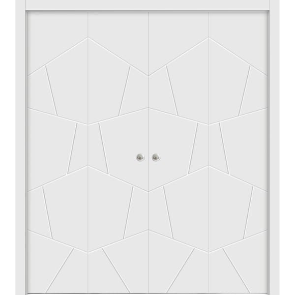 Sartodoors Sliding Closet Double Bi-fold Doors Planum 0990 White Solid Core Modern Interior PLANUM0990DBF-BEM-96 x 96 (4* 24x96) - main
