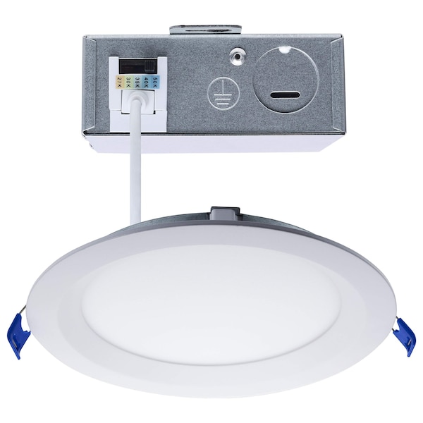 Satco 13W LED Direct Wire Downlight, Slimfit, Smooth, 6 in, CCT Selectable, Round, Remote Driver, White S11872R1 - main