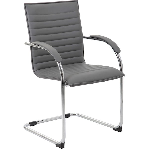 Boss Office Products Boss Side Chair - Vinyl - Gray - Pack of 2 B9536-GY-2 - main