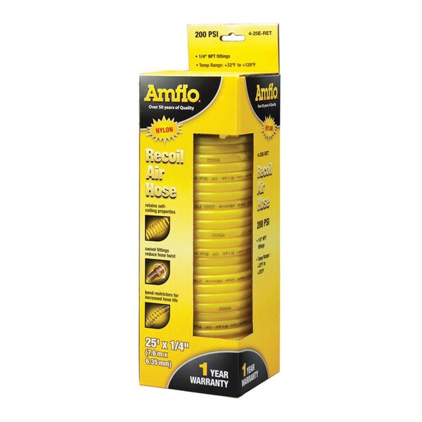 Pinpoint 0.25 in. x 25 ft. Air Hose Recoil - Yellow PI3310152 - main