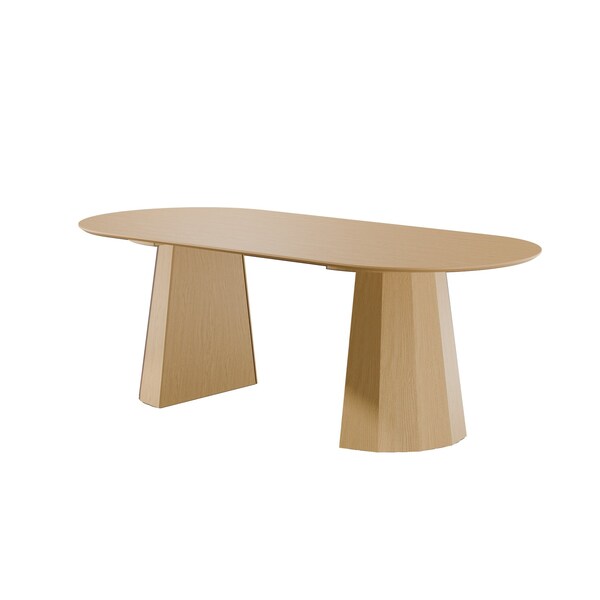 Homeroots 79" Natural Solid Wood Double Pedestal Base Oval Dining Table 721125 - main