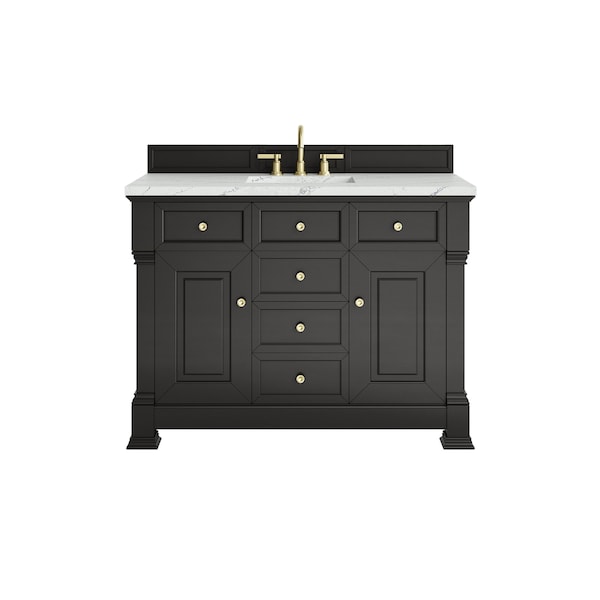 James Martin Vanities Brookfield 48 in. Single Vanity, Black Onyx w/ 3 CM Ethereal Noctis Silestone Top 547-V48-BKO-3ENC - main