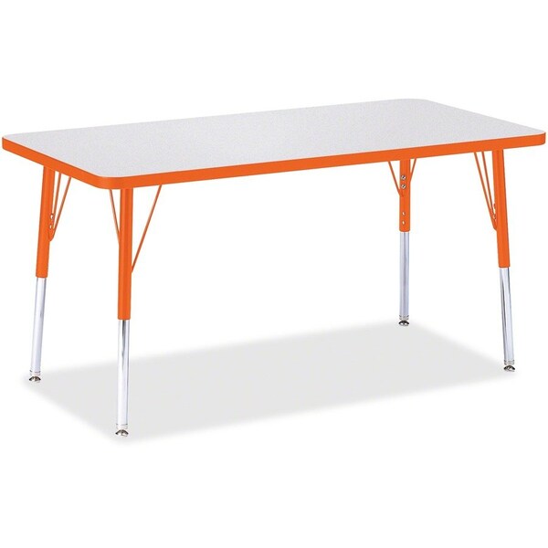 Jonti-Craft Berries Rectangle Activity Table, 24 in. x 48 in., A-height, Freckled Gray/Orange/Gray 6403JCA114 - main