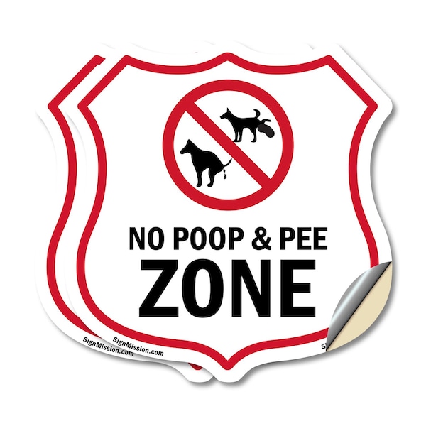Signmission Dog Poop Shield Sign No Poop & Pee Zone, 6 inch X 6 inch, Vinyl Decal, 2PK SHI-D-2PACK-6-375 - main