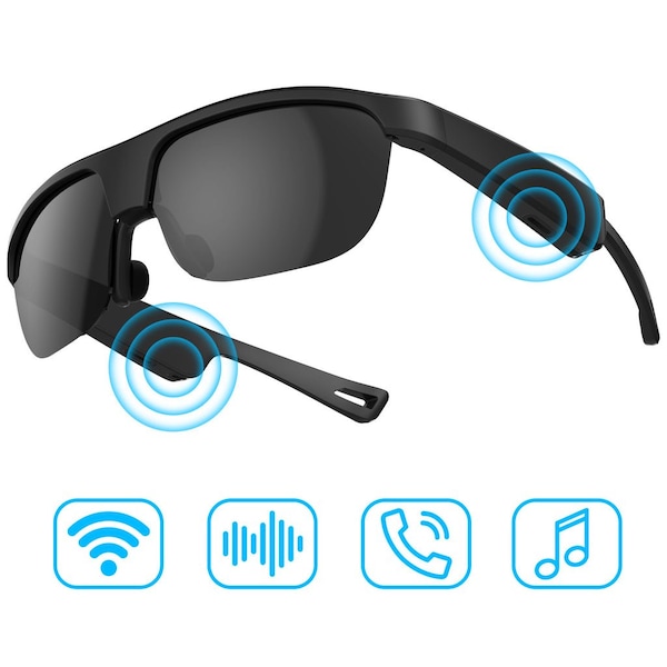 Alpha Digital Polarized Bluetooth Smart Glasses, Audio/Mic, IP65 & 5Hr - Black G02-BK - main