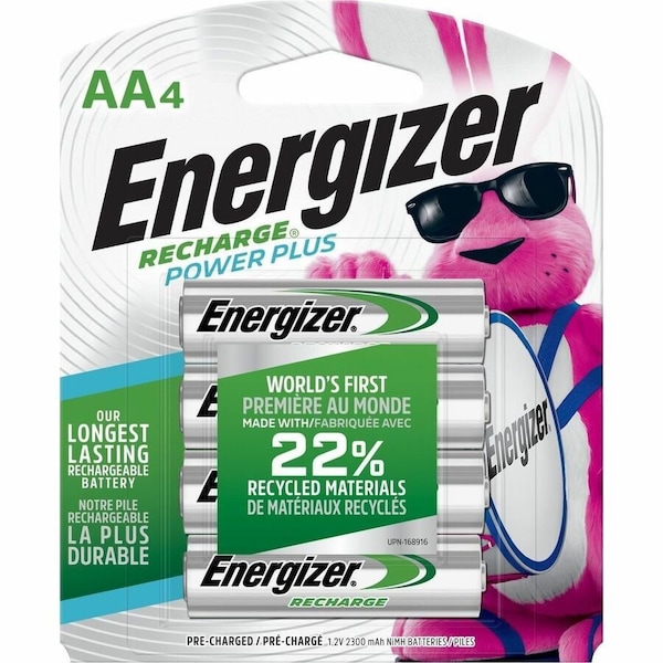 Energizer Power Plus Rechargeable AA Batteries, NiMh, 4PK NH15BP-4 - main