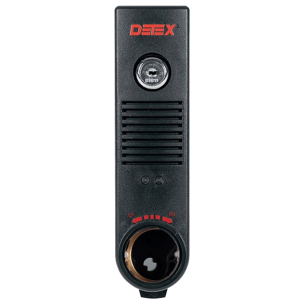 Detex Door Prop Alarm, Surface Mount, Battery Powered, Weatherized, Black Finish EAX-300W BLACK - main