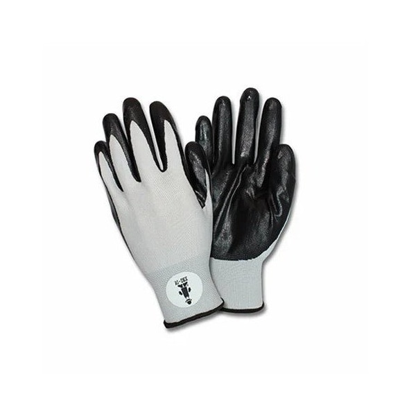 Safety Zone Foam Coated Knit Gloves - Gray/Black, Lrg - 12 Pairs G-NIDEX-LG - main