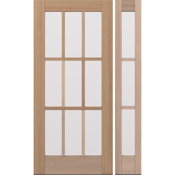 Doornmore G109, 51.5" x 82" ( 36" Door + 12" Side) Right Hand, Mahogany SDL 9 Lite Exterior Door G109-SW-3680-G103-SL_1-1_RI - main