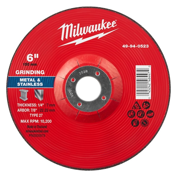 Milwaukee Tool Grinding Wheel, 6" dia. 49-94-0523 - main