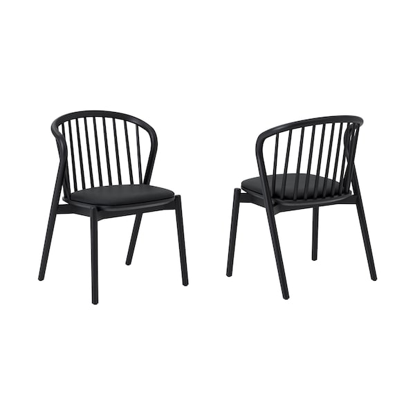 Armen Living Echo Black Oak Wood and Faux Leather Dining Chairs - Set of 2 LCECSIBLK - main
