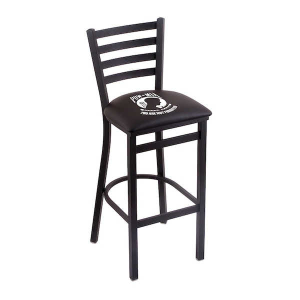 Holland Bar Stool Co 30" Blk Wrinkle POW/MIA Stationary Bar Stool, Ladder Back L00430POWMIA - main