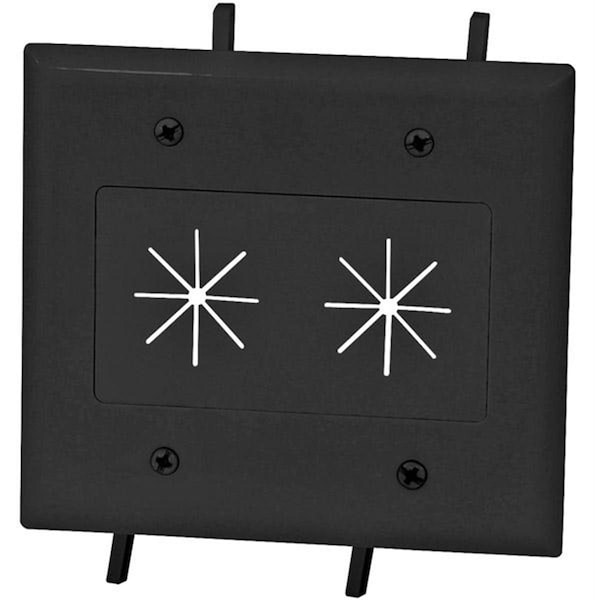 Pinpoint 2-Gang Cable Plate with Flexible Opening - Black - PI262379 - main