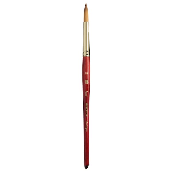 Princeton Heritage Round Brush, Synthetic Bristles, Short Handle Watercolor Paintbrush, Scarlet, Size 10 P4050R10 - main