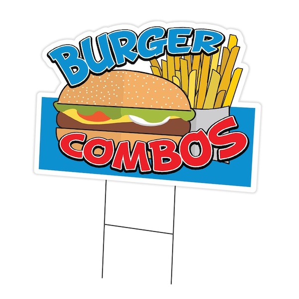 Signmission Burger Combos Die Cut Yard & Stake outdoor plastic coroplast window, C-DC-1824-DS-Burger Combos19 C-DC-1824-DS-Burger Combos19 - main