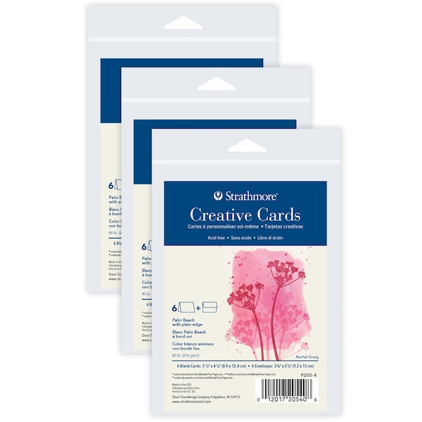 Strathmore Creative Cards & Envelopes, Palm Beach with Plain Edge, Anniversary Size, 3.5x4.875 inch, 18PK P205-4 - main