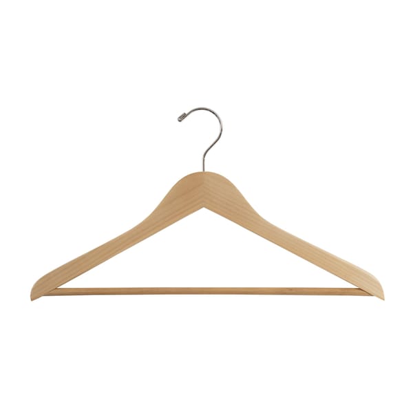 Nahanco 17in Natural Gloss Flat Wooden Suit Hanger w/ Stationary Pant Bar, 100PK 80-17 - main