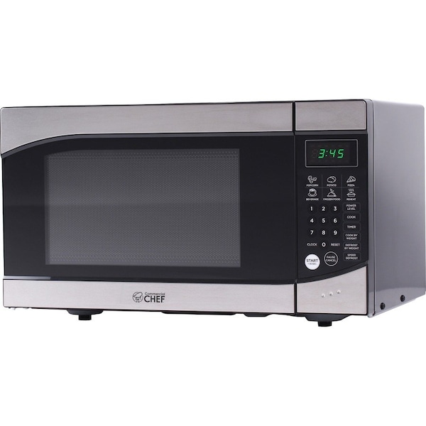 Commercial Chef Countertop Microwave Oven 900 Watt, 0.9 Cubic Feet, Stainless Steel Front, Black Cabinet CHM009 - main
