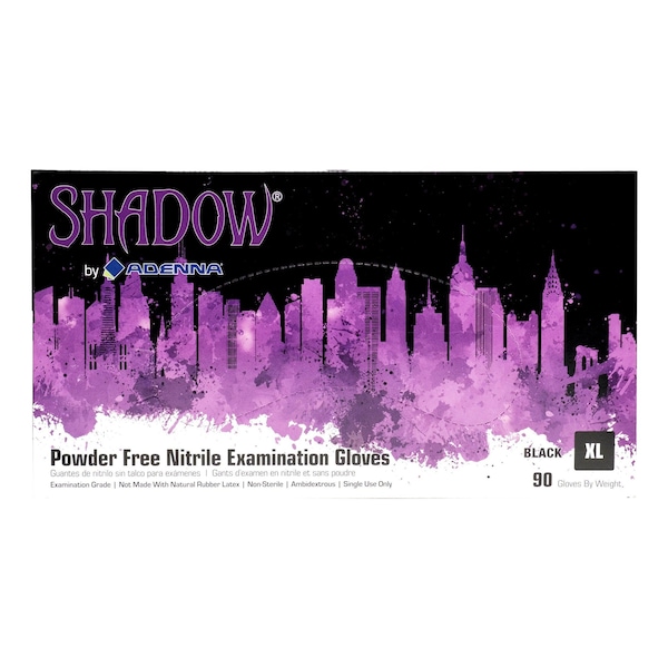 Art Noir Shadow Disposable Exam Gloves, Nitrile, Powder Free, 6 mil, Black, XL, Case of 900 SHD938 - main
