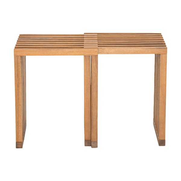 Homeroots 27in Natural Solid Wood Extendable Indoor Outdoor Bench 668843 - main