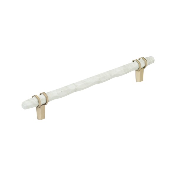 Amerock Carrione 8 inch 203mm Center-to-Center Marble White/Golden Champagne Cabinet Pull BP36663MWBBZ - main