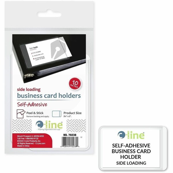 C-Line Products Self-Adhesive Business Card Holders, Side Load, 2 x 3.5, Clear, PK10 70238 - main