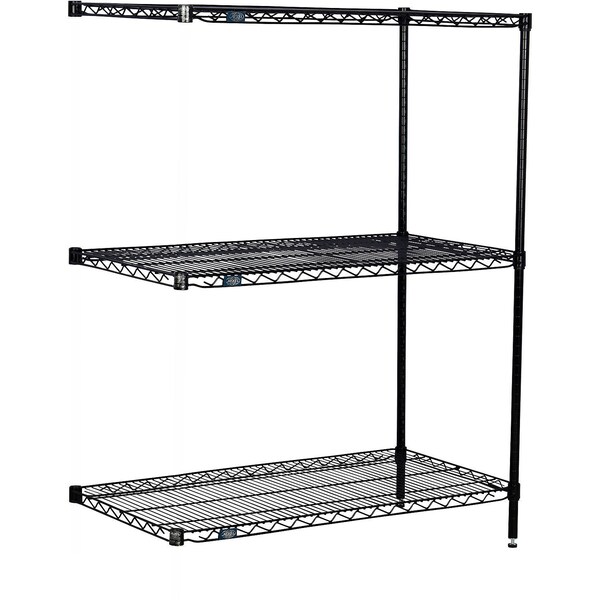 Global Industrial Nexel 3 Shelf, Black Epoxy Wire Shelving Unit, Add On, 48"W x 21"D x 54"H B3151760 - main