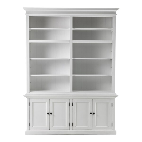 Homeroots 87" White Solid Wood Adjustable Four Tier Bookcase 397127 - main