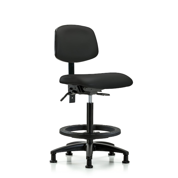 Blue Ridge Ergonomics High Bench Chair Desk Chair, Vin, Chr Tilt AA Casters, Papr, No Arms, 26" to 35" Height, Vinyl, Black BR-VHBCH-RG-T0-A0-BF-RG-8540 - main