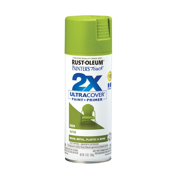Rust-Oleum Painter's Touch 2X Ultra Cover Spray Paint, Eden, Satin, Solvent, 12 Oz 334065 - main