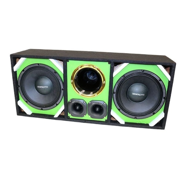 Deejay Led Loaded Box w/Two Despacito Heavy Duty 10-in Woofers One Horn and w/Two Bullet Tweeters GREEN TBH10GREEN - main