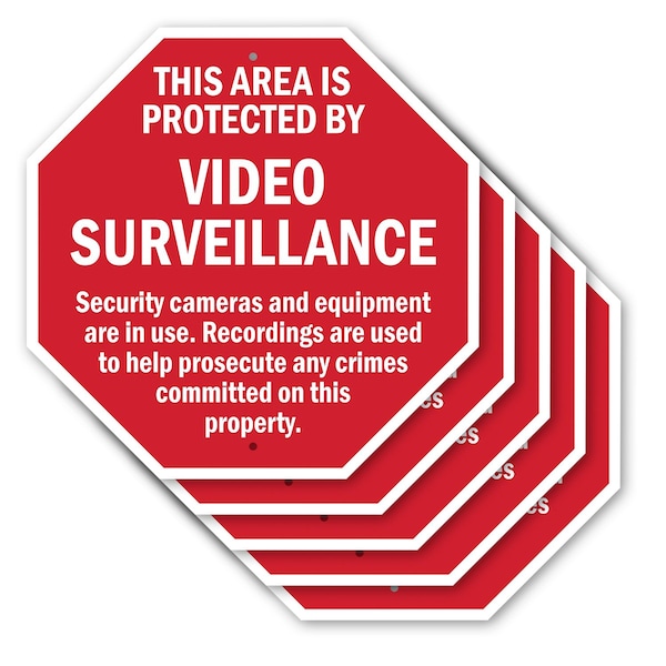 Signmission This Area Is Protected by Video Sur, 10 inch X 10 inch, Aluminum Metal Signs, 5PK OC-A-5Pack-10-330 - main
