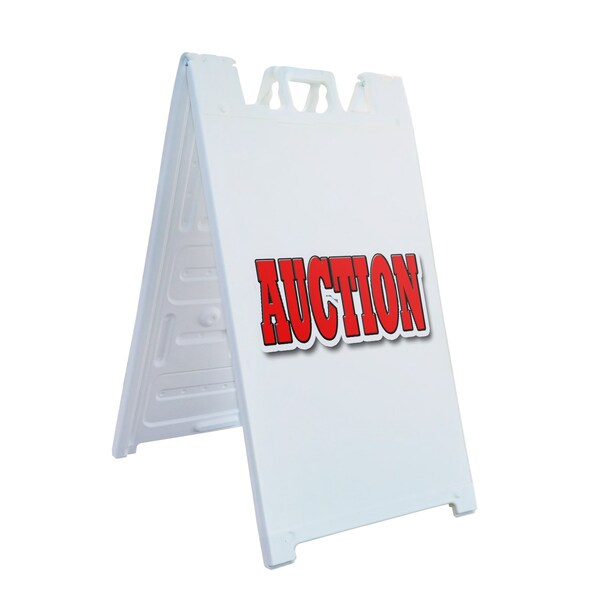 Signmission Auction, A-Frame & 2 Decals Installed, Heavy-Duty Plastic Frame SBHD-D-2436-Auction - main