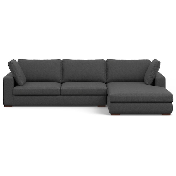 Homeroots 122" Gray Fabric Sofa With Brown Legs 641042 - main