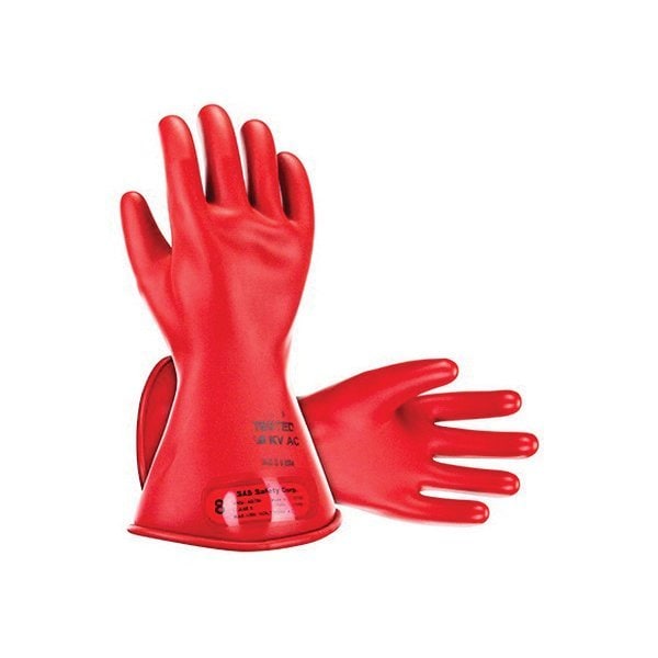 Sas Safety Class 0 Electrical Safety Gloves, Large, Natural Rubber, Red 6418 - main