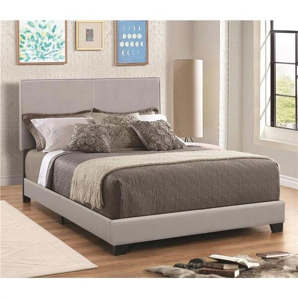 Benzara Leather Upholstered Full Size Platform Bed, Gray - 45.75 x 58 x 81.25 in. BM182796 - main