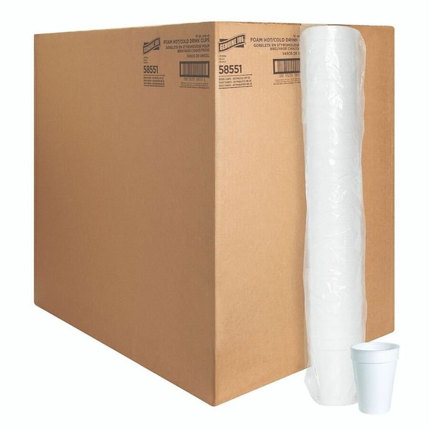 Genuine Joe Hot/Cold Foam Cups, 10 Fl Oz, Wht, PK1000 GJO58551 - main